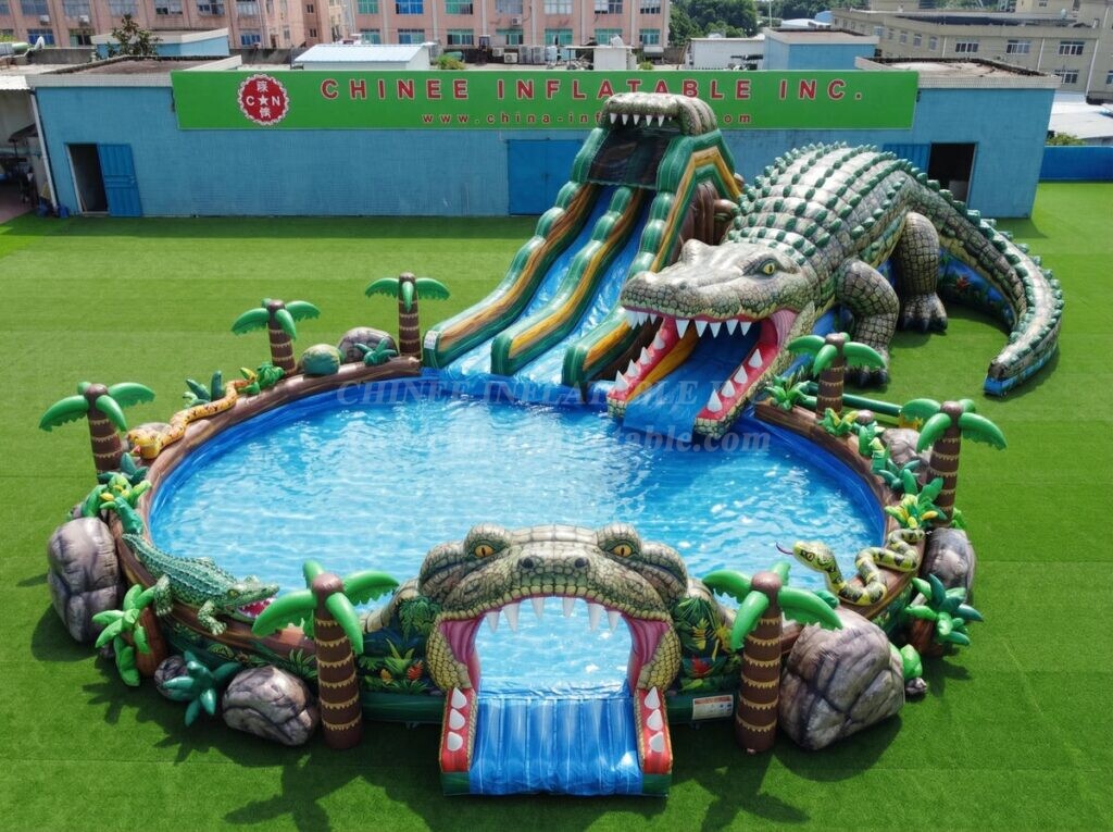 Pool3-865 Crocodile Theme Inflatable Pool Water Park