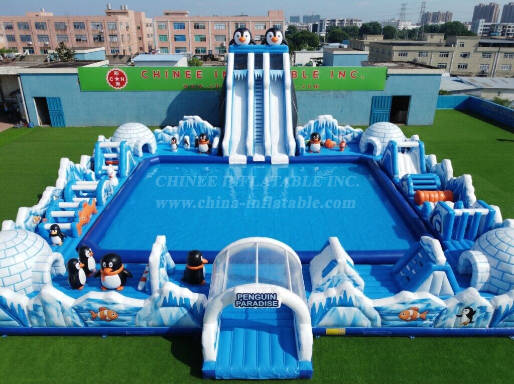 Pool3-893 Penguin Theme Inflatable Pool Water Park