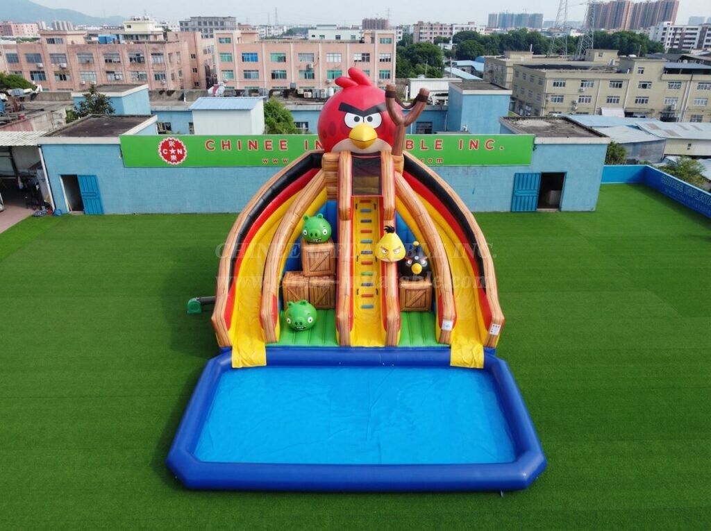 T8-6100 Angry Birds Theme Inflatable Water Slide