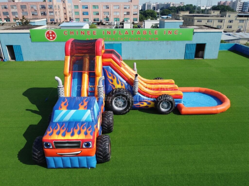 T8-6109 Blaze Monster Theme Inflatable Water Slide