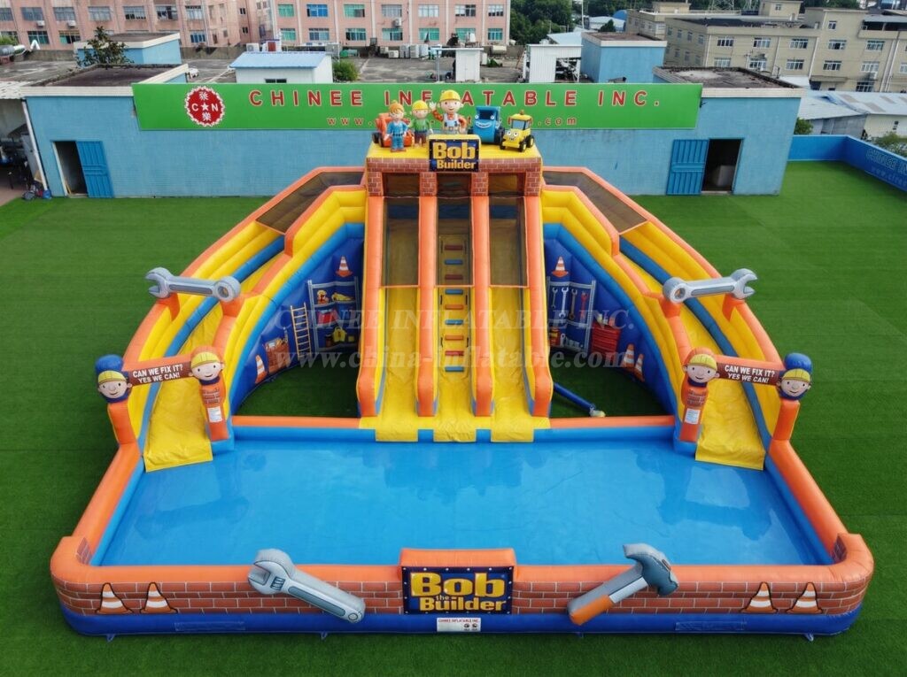 T8-6113 Bob The Builder Theme Inflatable Water Slide