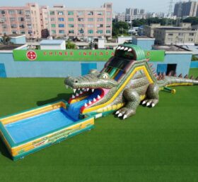 T8-6127 Crocodile Theme Inflatable Water Slide
