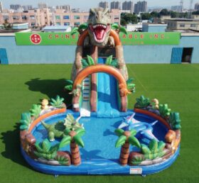 T8-6132 Dinosaur Theme Inflatable Water Slide
