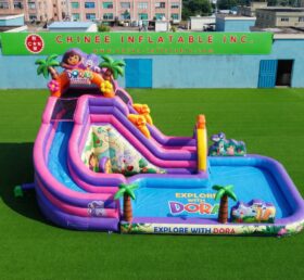 T8-6138 Dora Theme Inflatable Water Slide