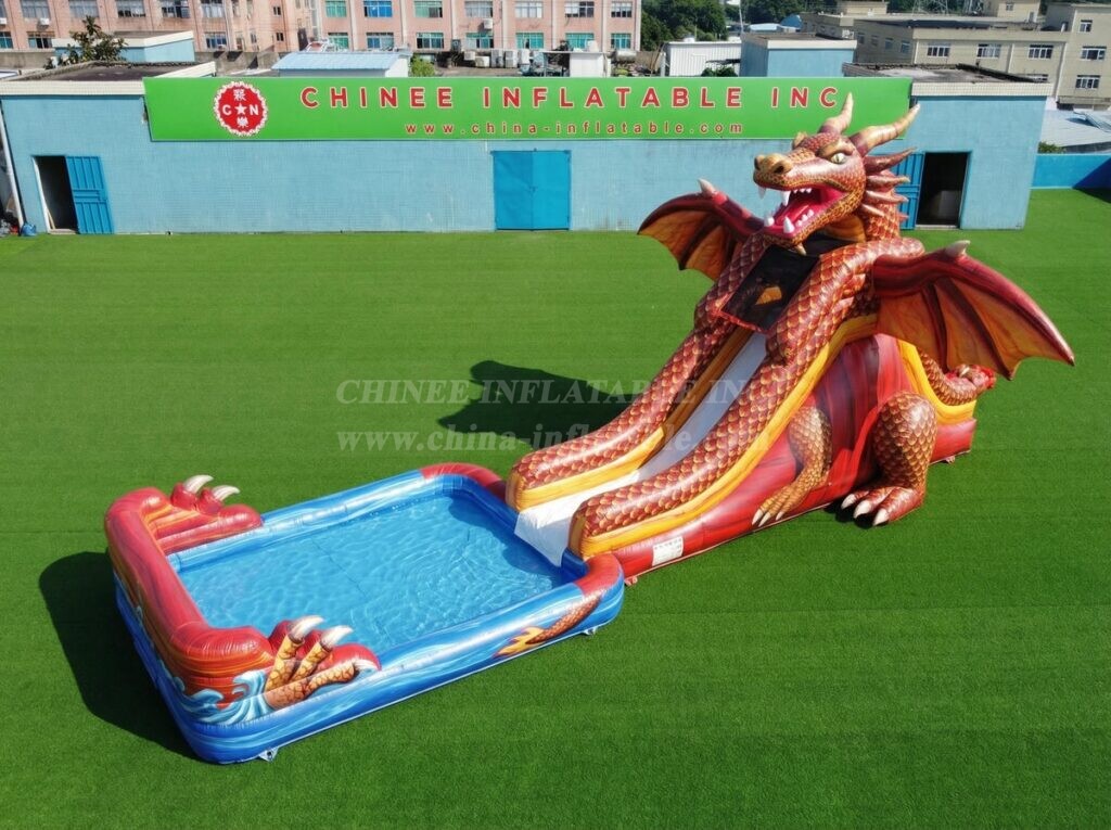 T8-6141 Dragon Theme Inflatable Water Slide