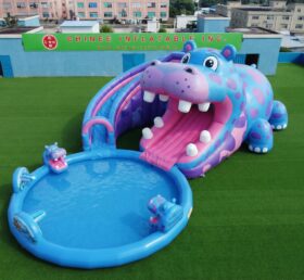 T8-6156 Hippo Theme Inflatable Water Slide