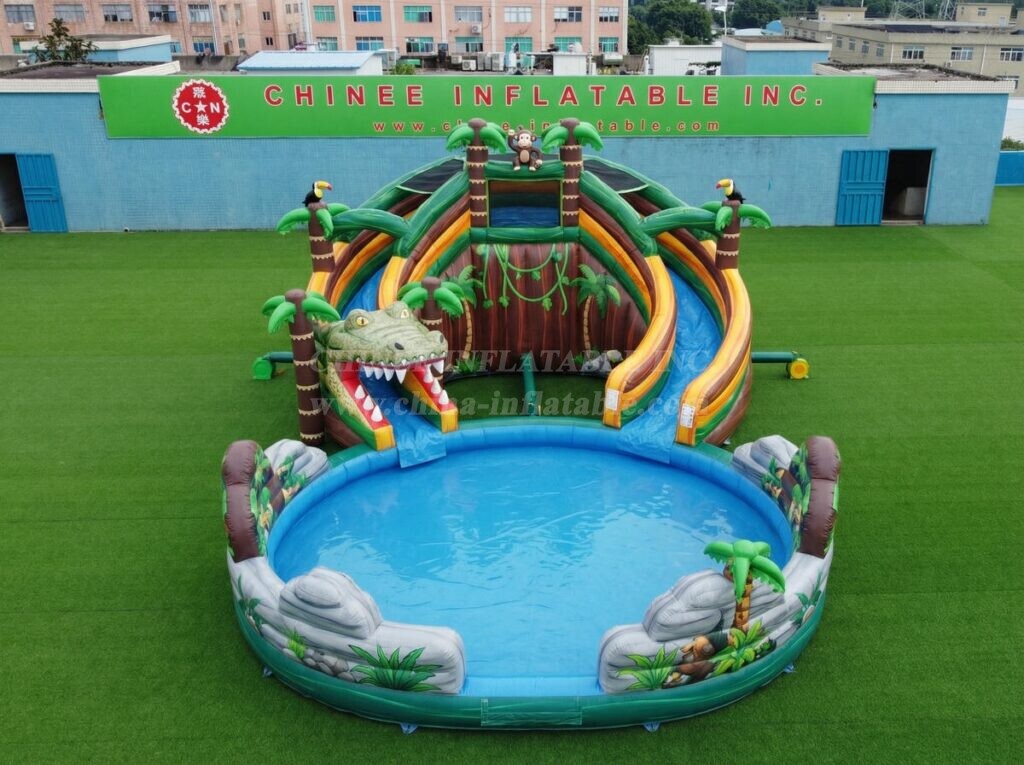 T8-6157 Jungle Theme Inflatable Water Slide