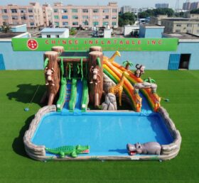 T8-6158 Jungle Theme Inflatable Water Slide