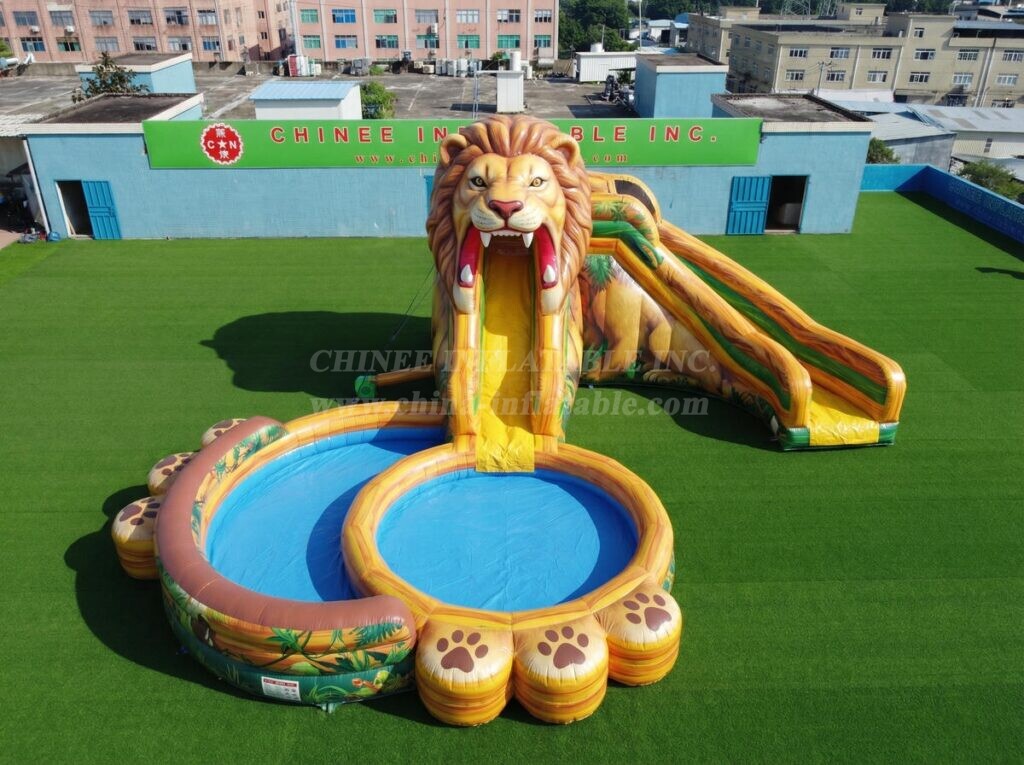 T8-6162 Lion Theme Inflatable Water Slide