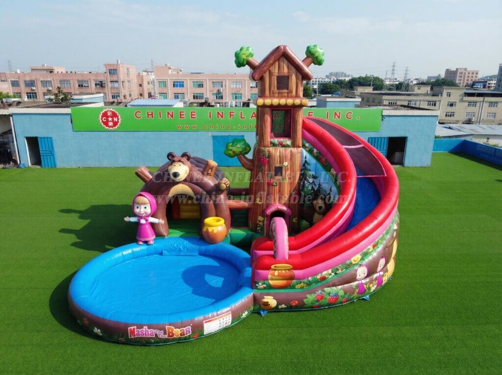T8-6169 Masha And The Bear Theme Inflatable Water Slide