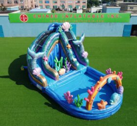 T8-6172 Mermaid Theme Inflatable Water Slide