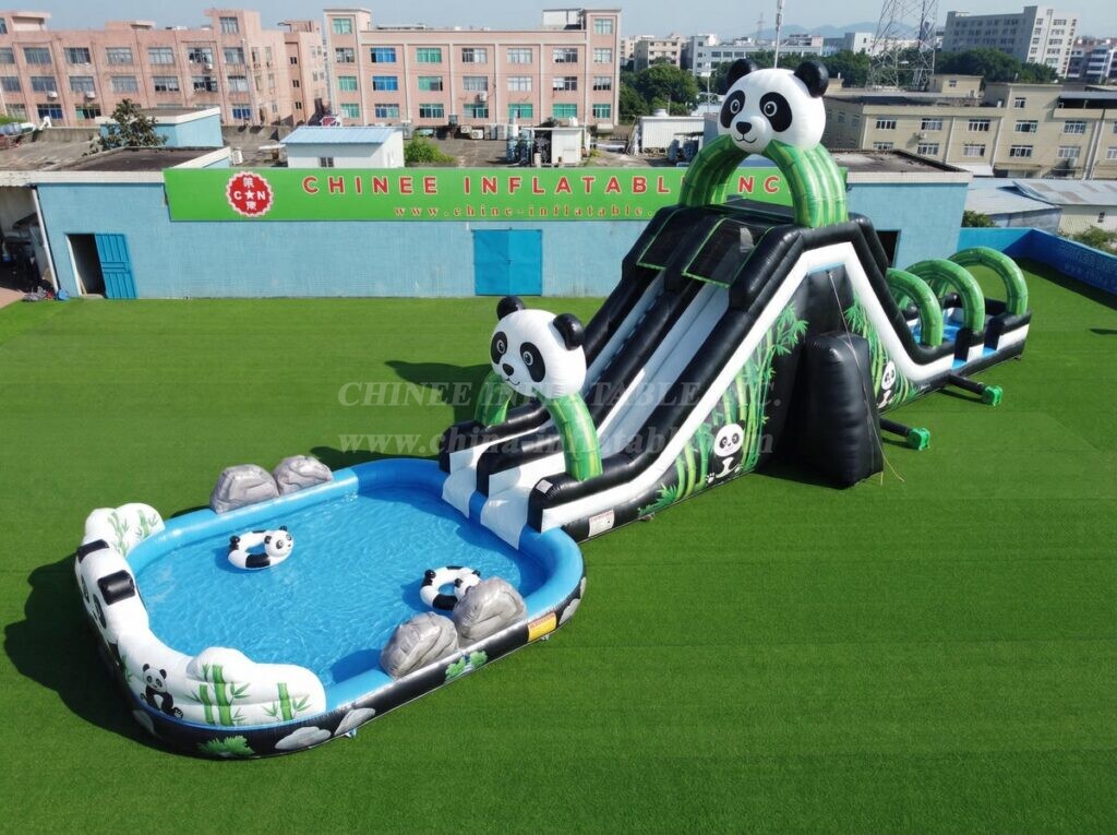 T8-6182 Panda Theme Inflatable Water Slide
