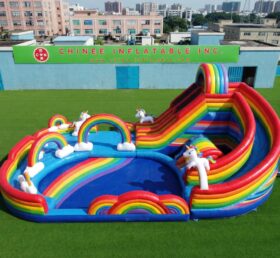 T8-6198 Rainbow Theme Inflatable Water Slide
