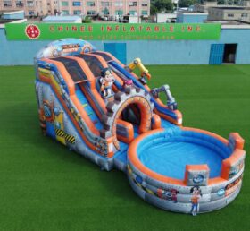 T8-6201 Rusty Rivets Theme Inflatable Water Slide