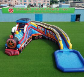 T8-6217 Train Theme Inflatable Water Slide