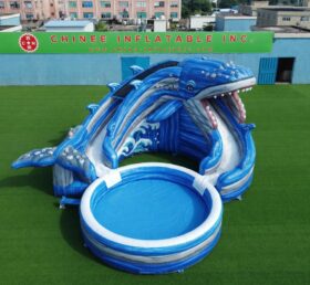 T8-6225 Whale Theme Inflatable Water Slide