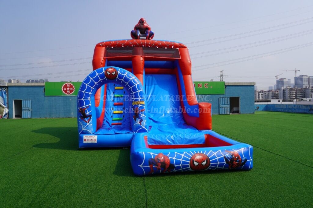 T8-8466D Spider-Man Themed Inflatable Water Slide